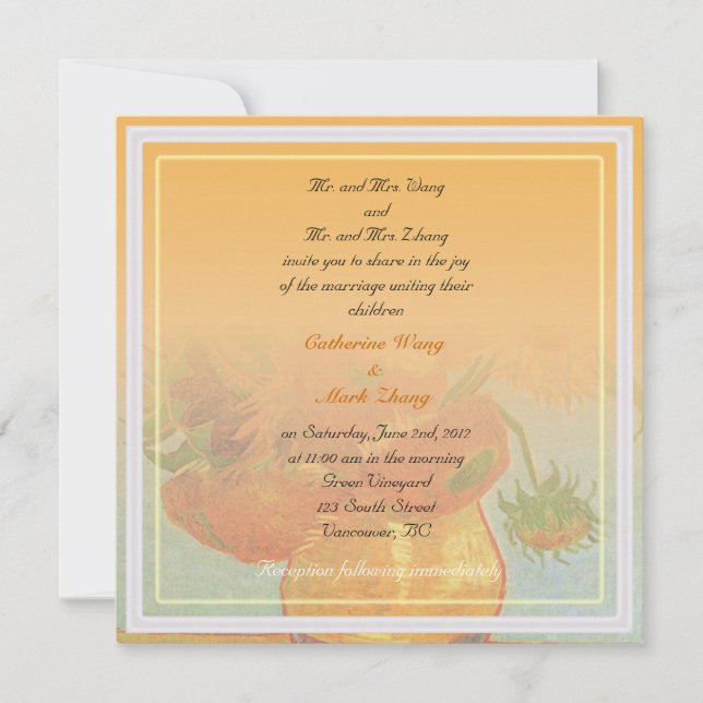 Önskemål från föräldrar i Bride och Groom, bröllop Inbjudningar (Framsida)