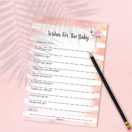 Önskemål i korallremsan Flamingo för babyvykort Inbjudningar