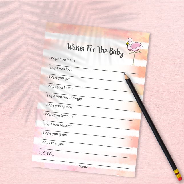 Önskemål i korallremsan Flamingo för babyvykort Inbjudningar (Skapare uppladdad)