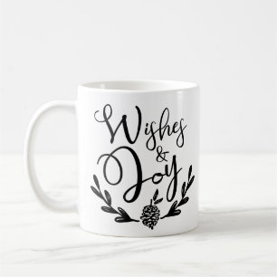 Önskemål & Joy Typografi för Trendiget Svart och Kaffemugg