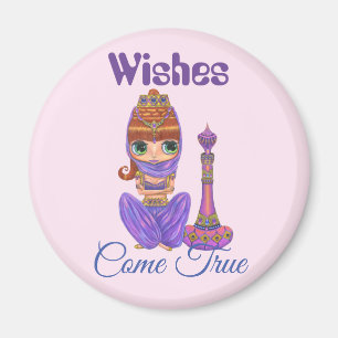 Önskemål Kom True Lila Genie Girl Magic Flaska Magnet