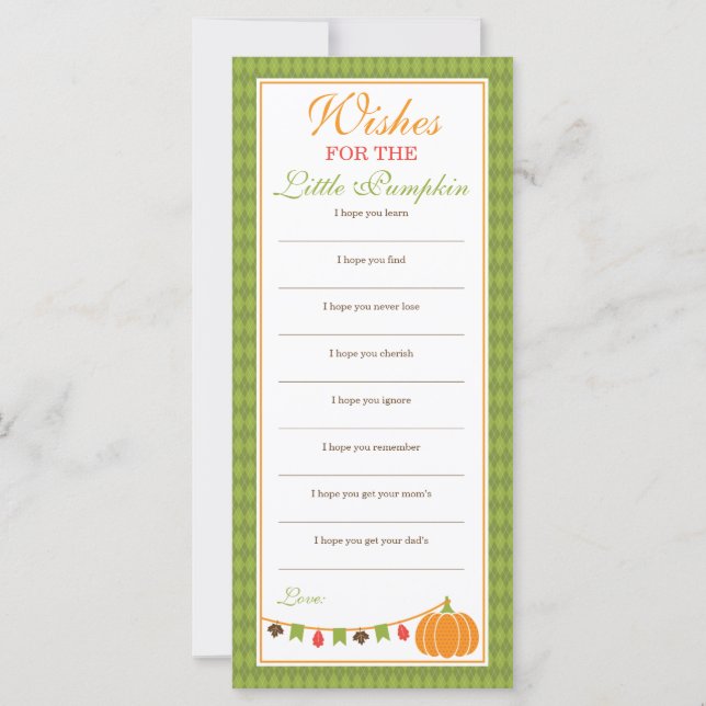 Önskemål-kort, babystölder, liten Pumpkin (Framsida)