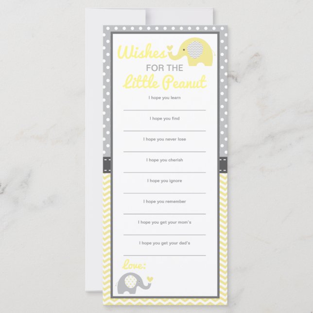 Önskemål-kort, Elephant, EDITABLE Färg (Framsida)