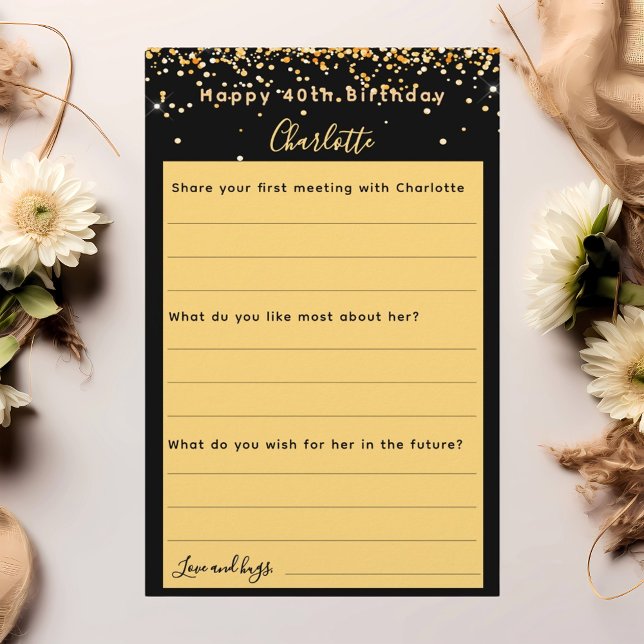 Önskemål-kort för Black guld-födelsedag (Skapare uppladdad)