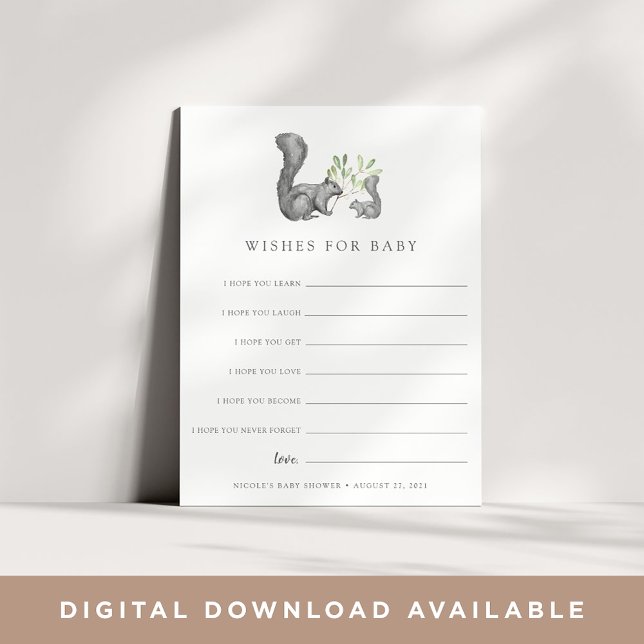 Önskemål-kort för Woodland Friends Baby Shower Inbjudningar (Skapare uppladdad)