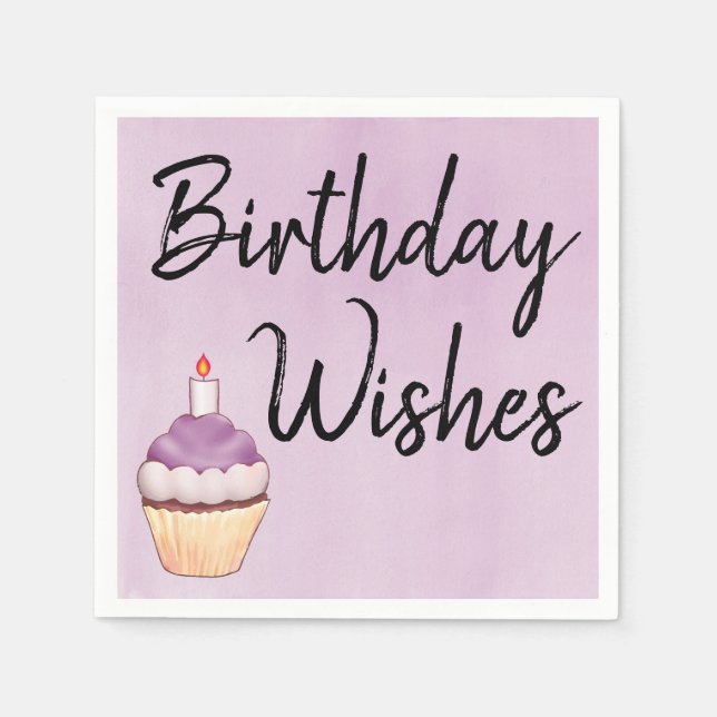 Önskemål Lila Cupcoa Watercolor Pappersservett (Framsidan)