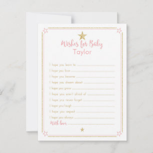 Önskemål med Twinkle Little Star Baby Shower, Rosa Rådkort