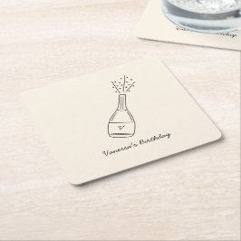 Önskemål Popping Champagne Flaska Underlägg Papper Kvadrat