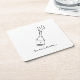 Önskemål Popping Champagne Flaska Underlägg Papper Kvadrat