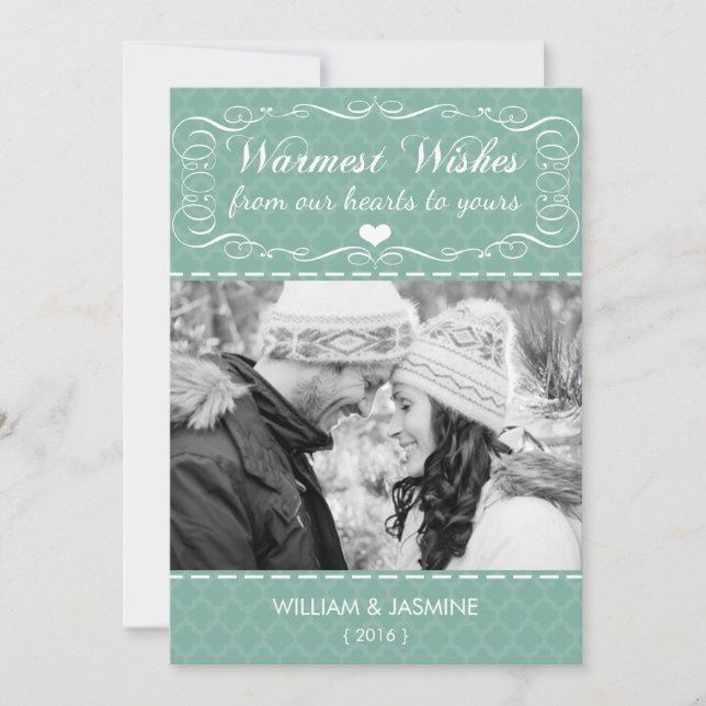 Önskemål Quatrefoil Teal jul - platta kort (Framsida)