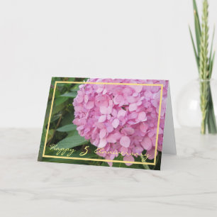Önskemål Rosa Hydrangeas, femte Bröllop-årsdagen Kort