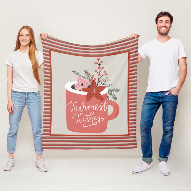 Önskemål Rustic Retro Blommigt & Rand varmast Fleecefilt (På plats)