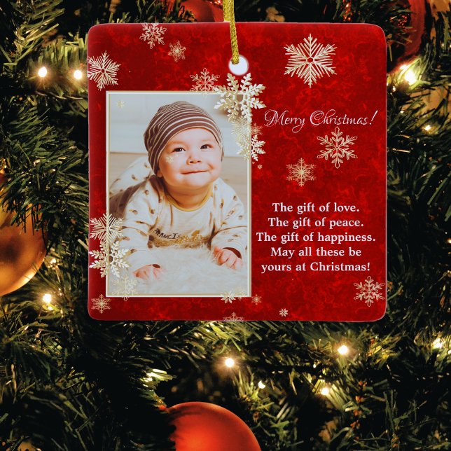 Önskemålen på julfoto snöflingor julgransprydnad keramik (Skapare uppladdad)