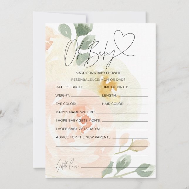 Önskkort för förutsägelse av spädbarnshögtalare i  inbjudningar (Framsida)