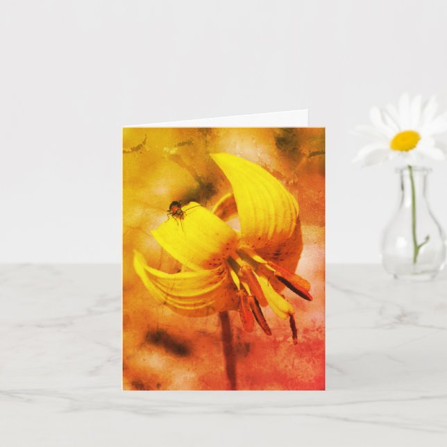 Önsklilja och Friend Blommigt Art Note Card Kort (Liten växt)