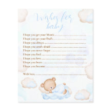 Önskningar För Baby Bear Blå Baby Shower Lek