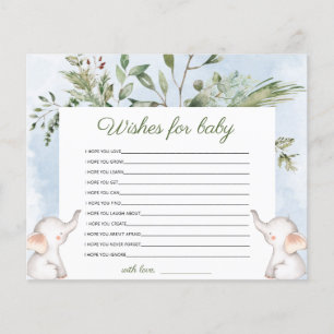 Önskningar för baby elefant Blå baby shower spel