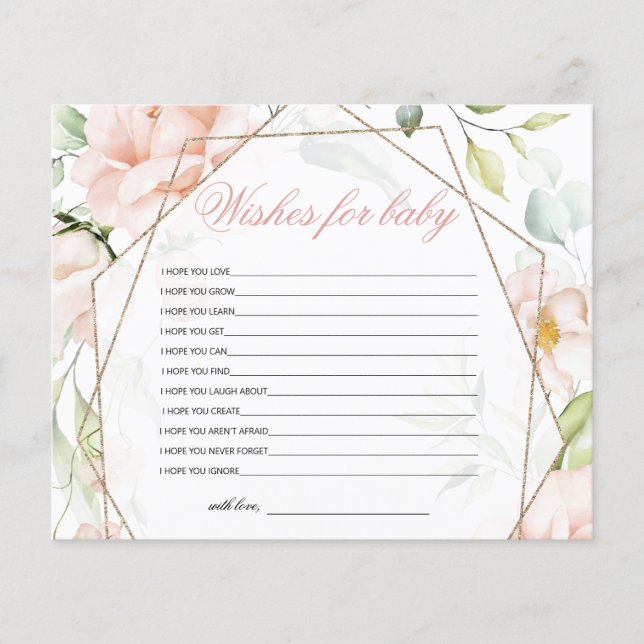 Önskningar för baby Elefant Rosa Baby Shower Lek (Framsida)