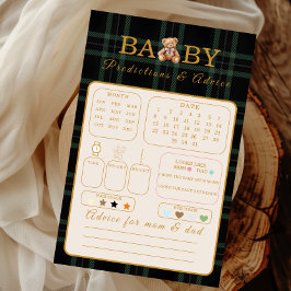Önskningar för Baby Game Kort Grön Rutig Teddybjör