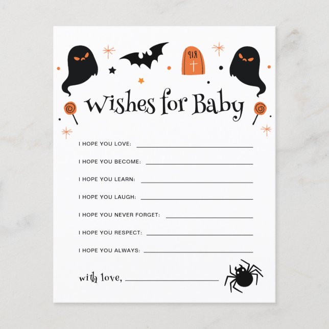 Önskningar för Baby Halloween Baby Shower-spel (Framsida)