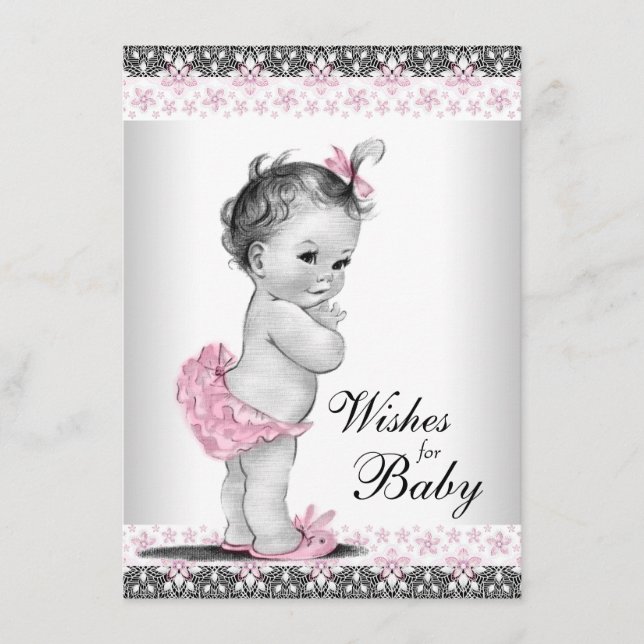 Önskningar för Babykort Baby Flickas Babyshower Rådkort (Framsida)