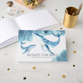 Önskningar för Bebis | Akvarell Valar Baby Shower Gästböcker