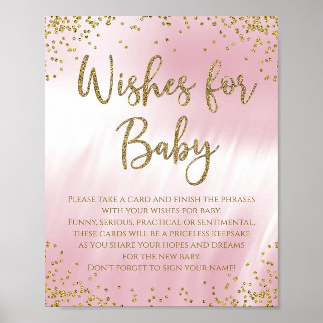 Önskningar för bebis Bebis-lek vid baby shower Poster (Framsidan)