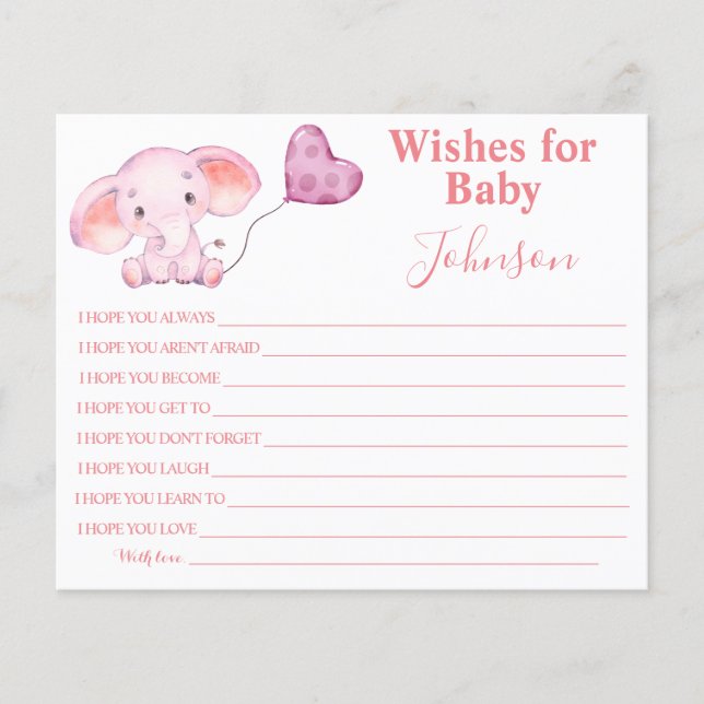 Önskningar för bebis | Elefantbaby | Förlossningsk Flygblad (Framsidan)