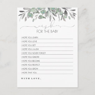Önskningar för bebisen Silvergrönska Baby Shower Vykort