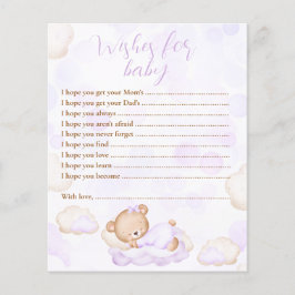 Önskningar för lilla björn lila baby shower spel