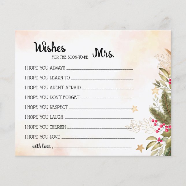 Önskningar för snart fru Julen Shower Kort Fl Flygblad (Framsidan)