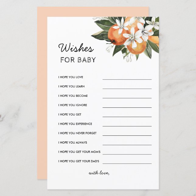 Önskningar om baby shower för baby råd för lilla s (Fram/baksida)