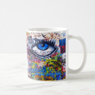 Ont öga för blåttgrafitti kaffemugg