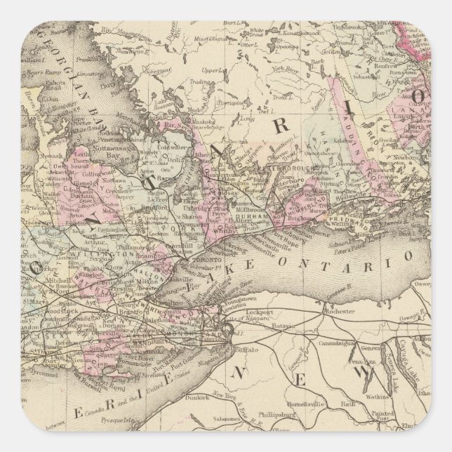 Ontario 2 fyrkantigt klistermärke (Framsida)