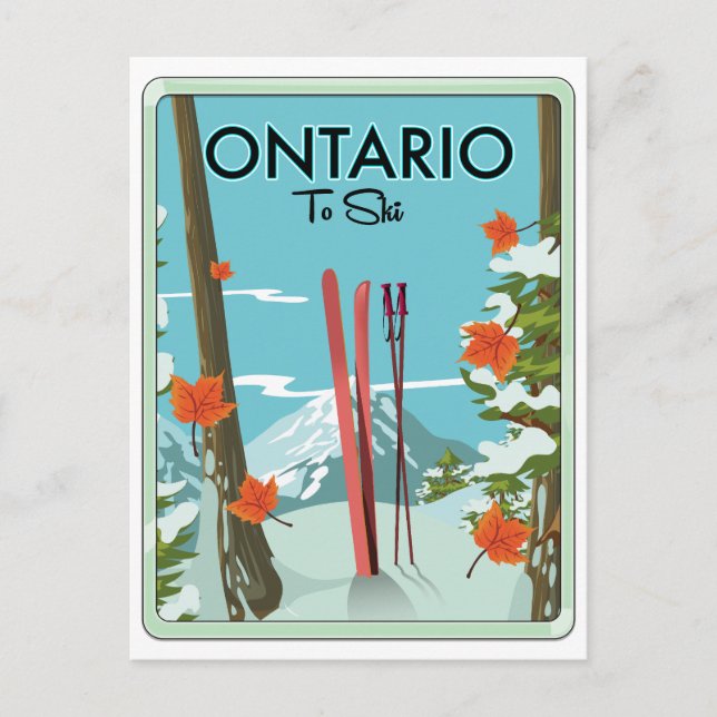 Ontario att åka skidor helg vykort (Framsida)