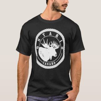 Ontario Canada Moose Vintage Hiking Camping Nature T Shirt