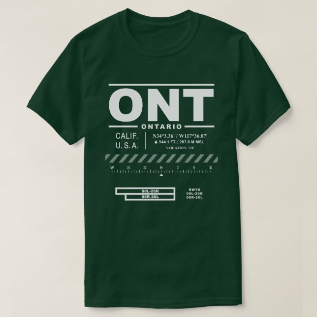 Ontario Internationell flygplats ONT T Shirt (Design framsida)