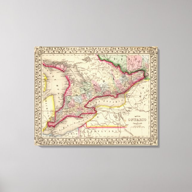 Ontario Karta av Mitchell Canvastryck (Framsida)