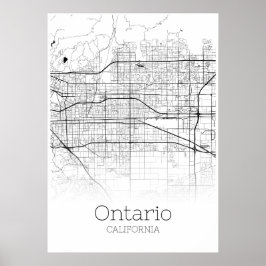 Ontario Karta - Kalifornien - City Karta Poster