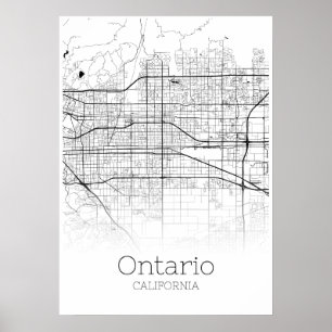 Ontario Karta - Kalifornien - City Karta Poster