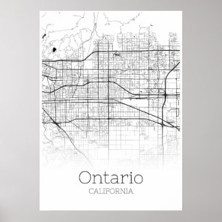 Ontario Karta - Kalifornien - City Karta Poster
