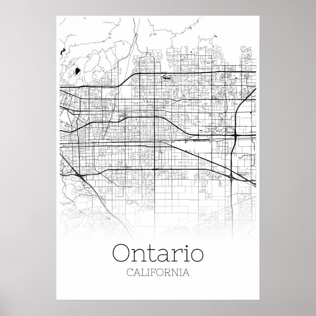 Ontario Karta - Kalifornien - City Karta Poster (Framsidan)