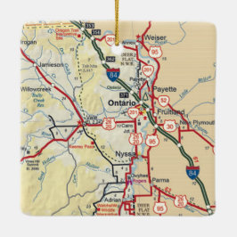 Ontario OR Vintage Karta Julgransprydnad Keramik