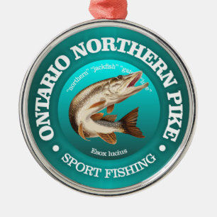 Ontario Pike Fishing Julgransprydnad Metall