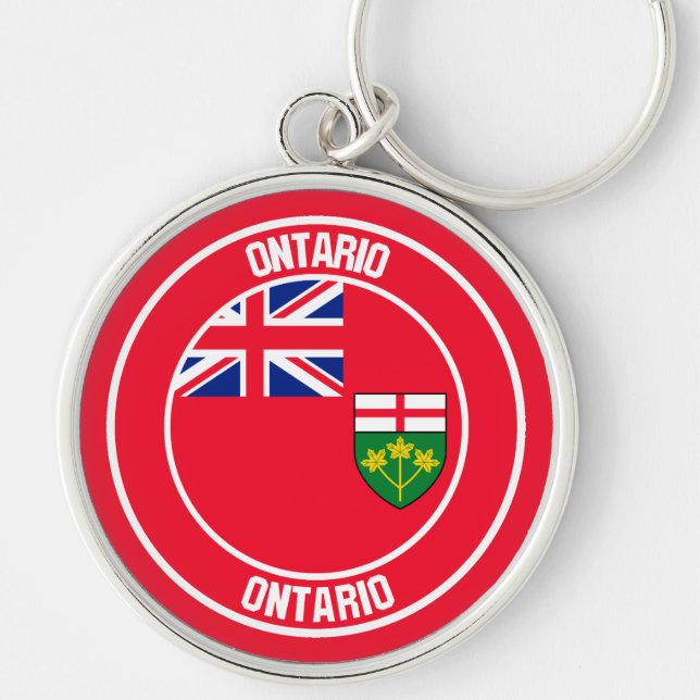 Ontario Round Emblem Rund Silverfärgad Nyckelring (Framsidan)