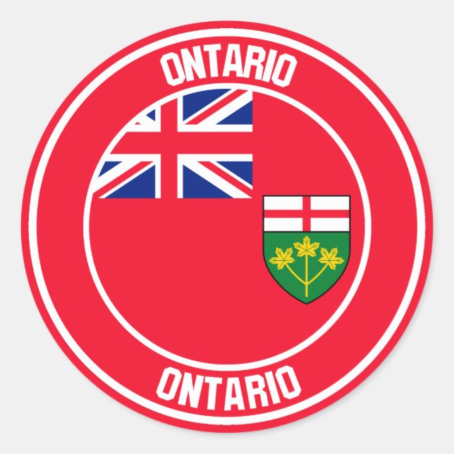 Ontario Round Emblem Runt Klistermärke (Framsida)