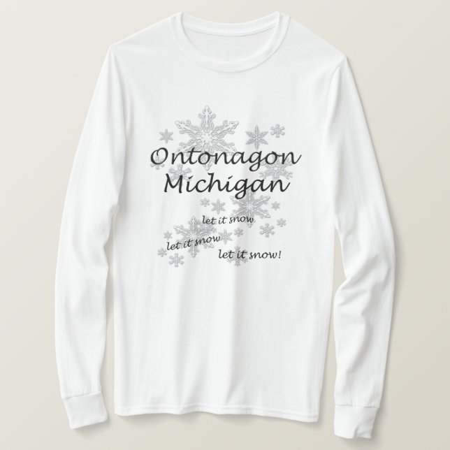 Ontonagon Michigan Snowflake Snö Dam T-shirt (Design framsida)