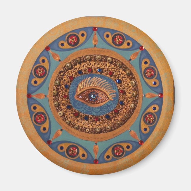 Onvil Öga Mandala: Originalkonst Magnet (Framsidan)