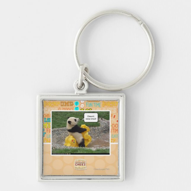 Onwurd nobulsteed! fyrkantig silverfärgad nyckelring (Framsidan)