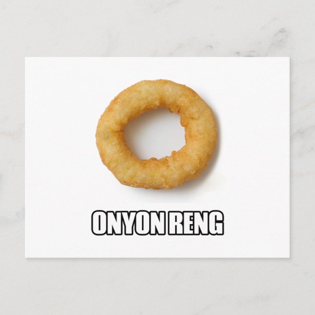 ONYON RENG - Onion Ring, felstavad på ett humorist Vykort (Framsida)